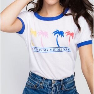 Wildfox White Sheer Tropical Palm Tree Tee